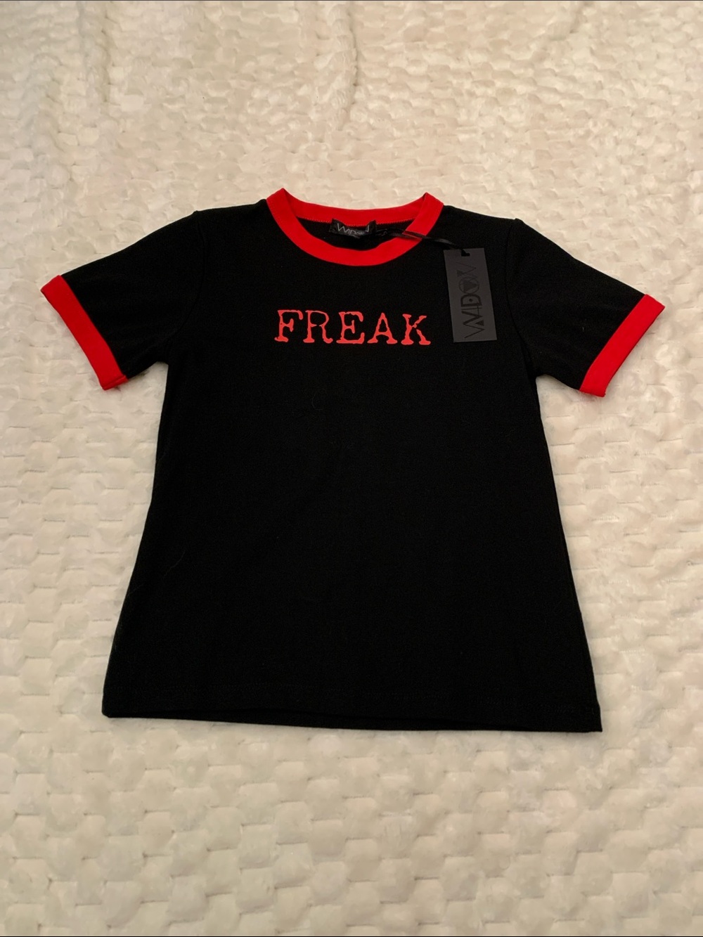 Dolls Kill Widow Black Tee with Red Graphic, Size Small, NWT